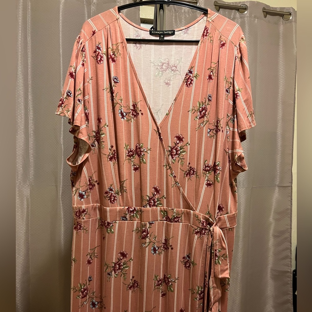 Pink Floral Wrap Dress